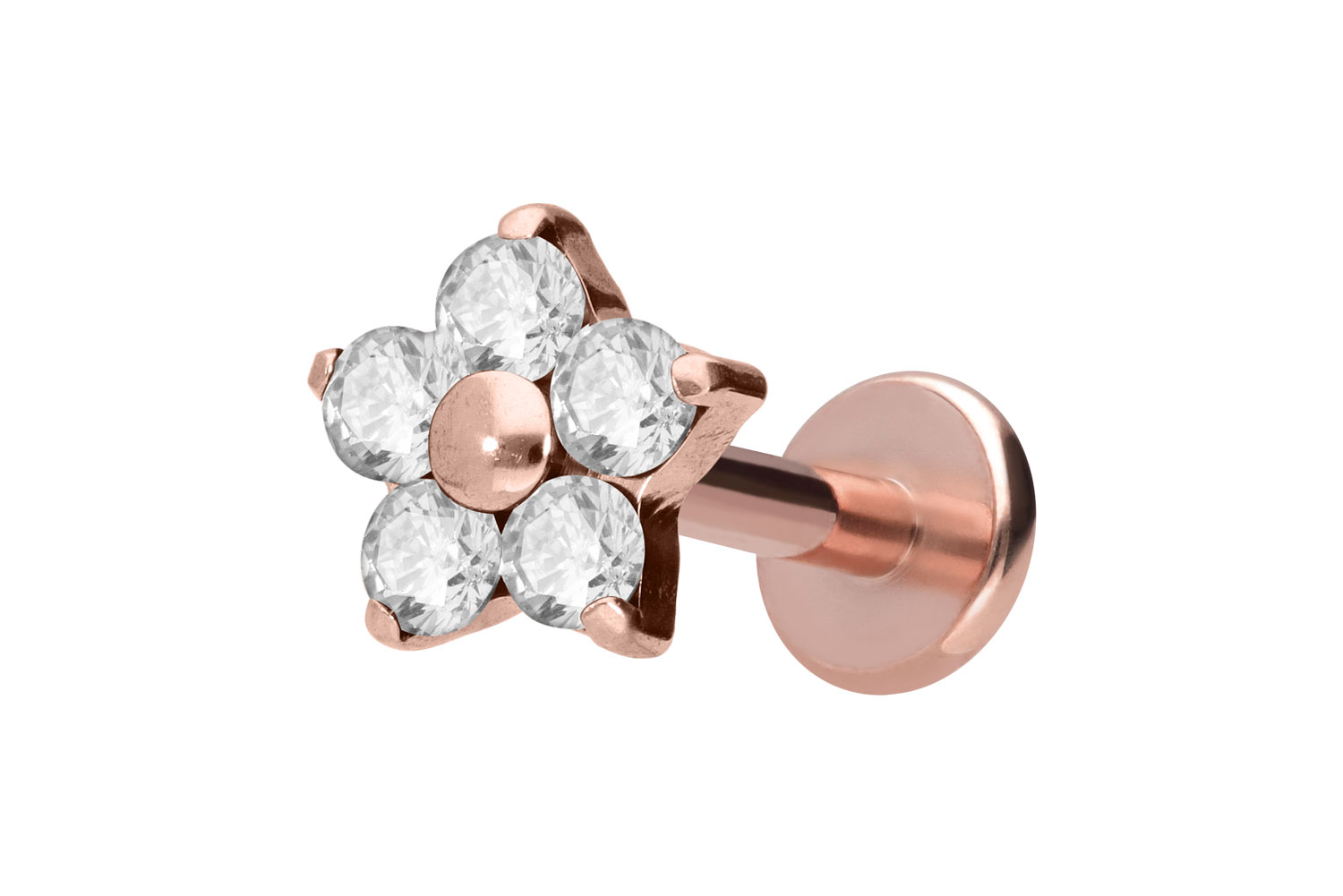 Titan Labret Piercing mit Innengewinde KRISTALLBLUME